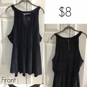 Faux Suede Peplum Top